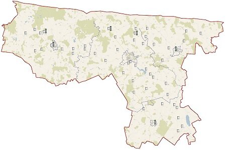 Mapa powiatu bartoszyckiego - plakatowanie